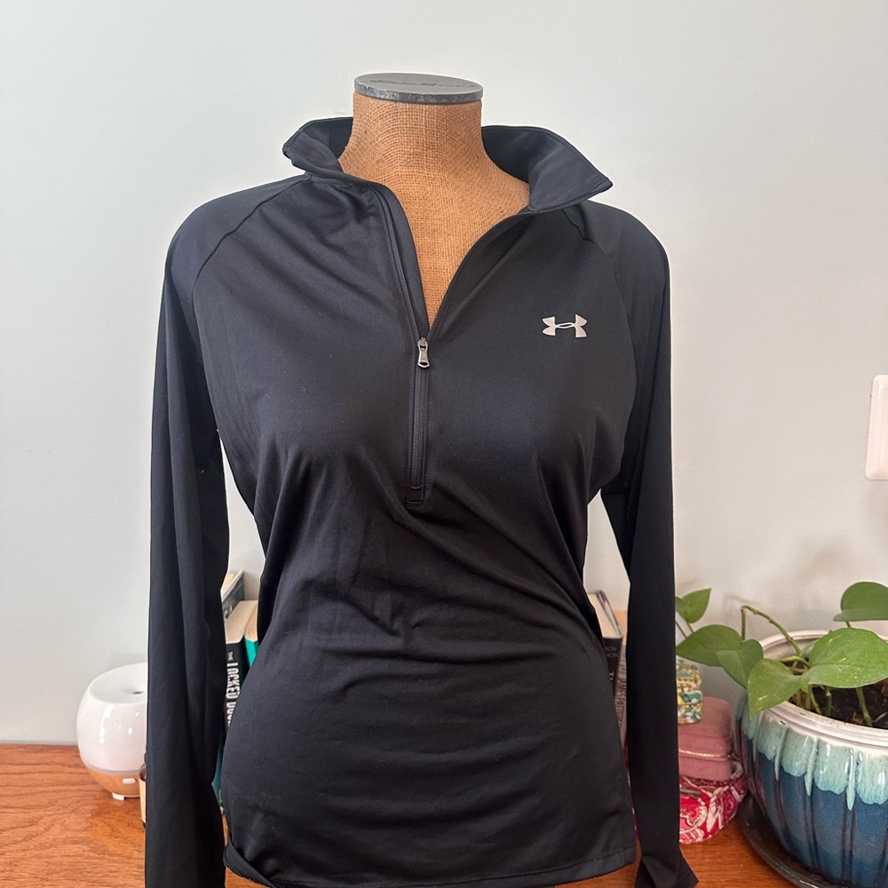 Under Armour Women's Black Quarter-Zip Long Sleeve Top